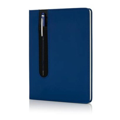 A5 hardcover PU notitieboek met stylus pen blauw