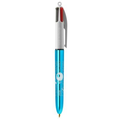 BIC 4 kleuren pen Shine blauw