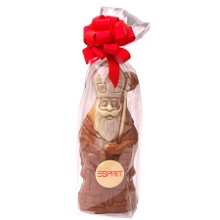 Chocolade sint 300 gram in transparante verpakking met strik | UTZ gecertificeerd | 25 cm | Met logo