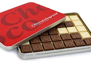 Chocotelegram blik 35 letters | Barry Callebaut chocolade | UTZ