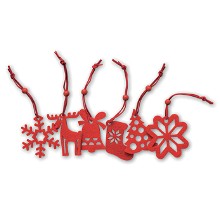 Set van 6 kerstboomhangers | Vilt | 60 mm