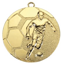 Medaille halve voetbal met voetballer | Ø 50 mm
