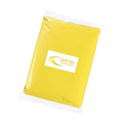 Poncho in plastic zakje geel