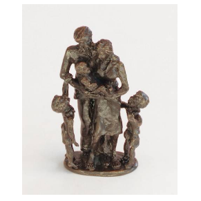 Gezin met dochter en zoon sculptuur brons