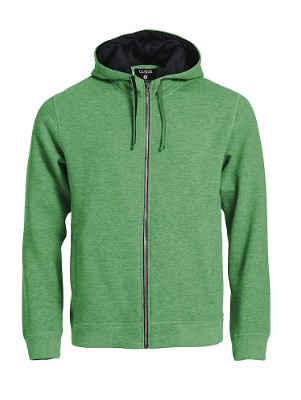 Classic hoodie met rits groen-melange