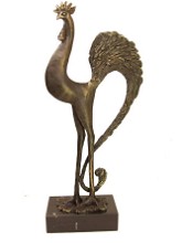 Bronzen sculptuur van een haan