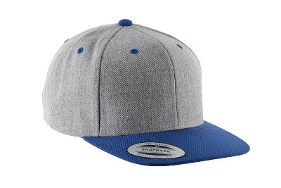 Flexfit premium snapback cap 6 panelen heathergrey/royal blue