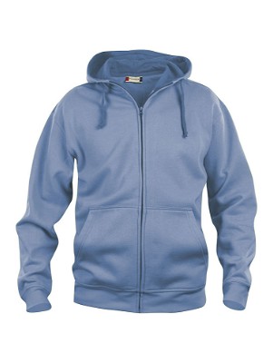 Basic hoodie met rits lichtblauw