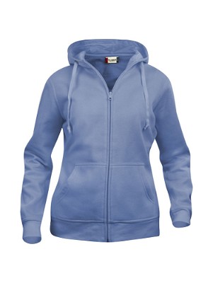 Basic dames hoodie met rits lichtblauw