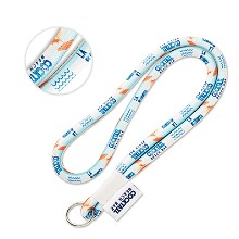 Full color tube lanyard met geweven label