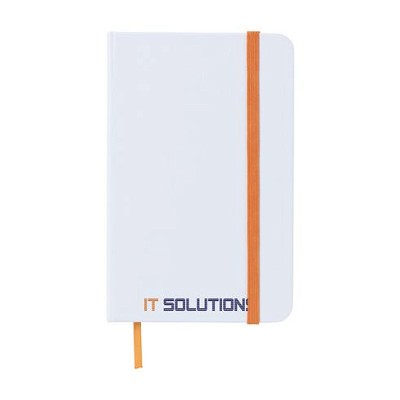 Wit notitieboekje met gekleurde elastiek A6 oranje