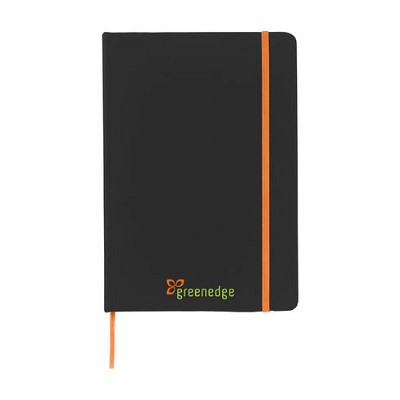 Zwart notitieboekje met gekleurd elastiek A5 oranje