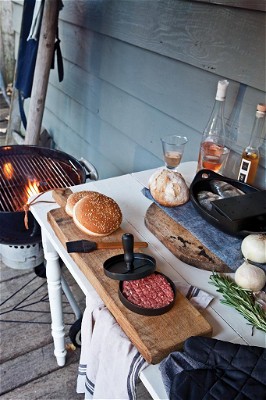 Aluminium barbecue set inclusief hamburgerspers
