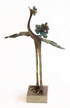 Bronzen sculptuur van een Paradijsvogel