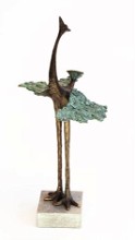 Bronzen sculptuur van een paradise bird