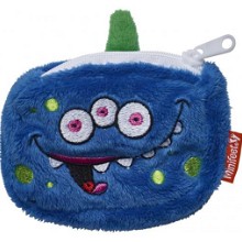 Pluche monster portemonnee blauw