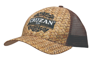 Trucker cap met rietprint en mesh achterkant