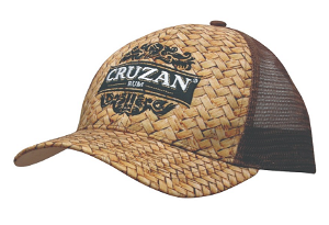 Trucker cap met rietprint en mesh achterkant 