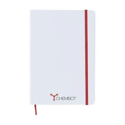 Wit notitieboekje met gekleurde elastiek A5 rood