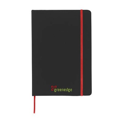 Zwart notitieboekje met gekleurd elastiek A5 rood