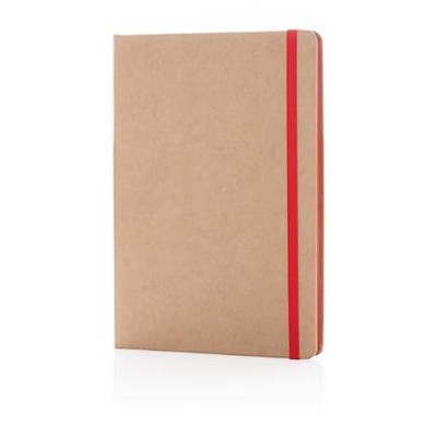 A5 kraft notitieboek met gekleurde zijkant rood