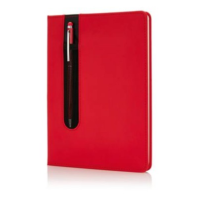A5 hardcover PU notitieboek met stylus pen rood