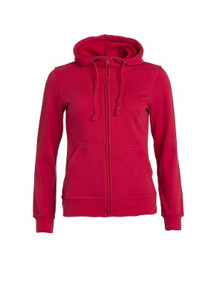 Basic dames hoodie met rits rood