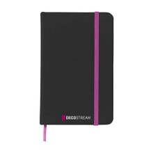Zwart notitieboekje met gekleurd elastiek A6