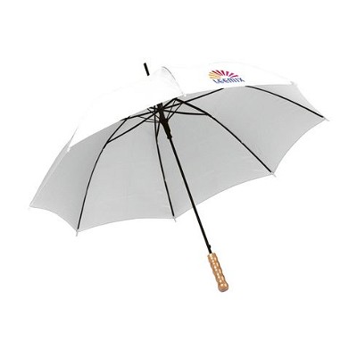 Paraplu met recht houten handvat wit