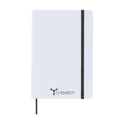 Wit notitieboekje met gekleurde elastiek A5 zwart