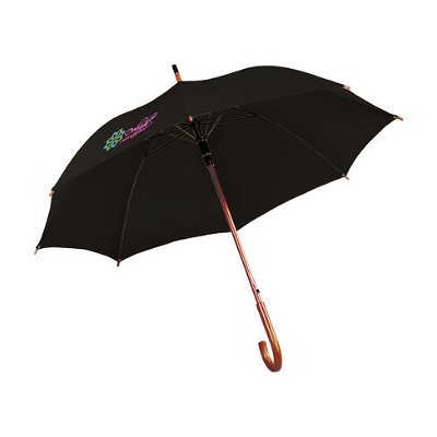 Paraplu met gebogen houten handvat zwart