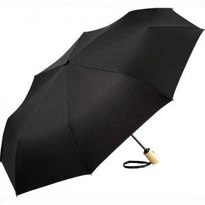 Fare opvouwbare ECO paraplu met bamboe handvat zwart